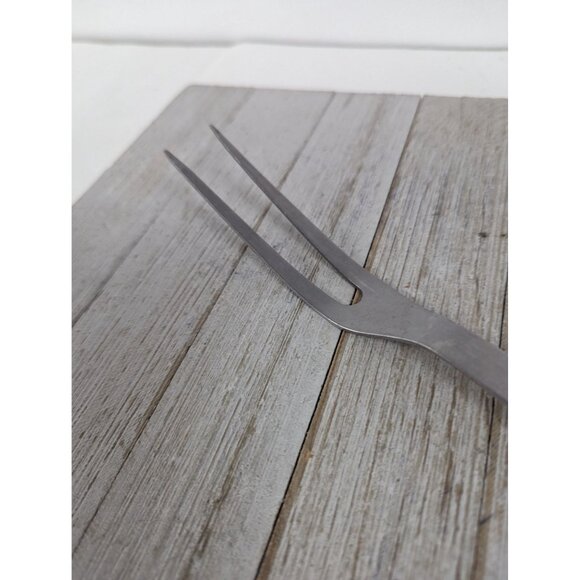 Vintage Household Stainless Steel Meat Fork 12" Wood Handle - Picture 2 of 7